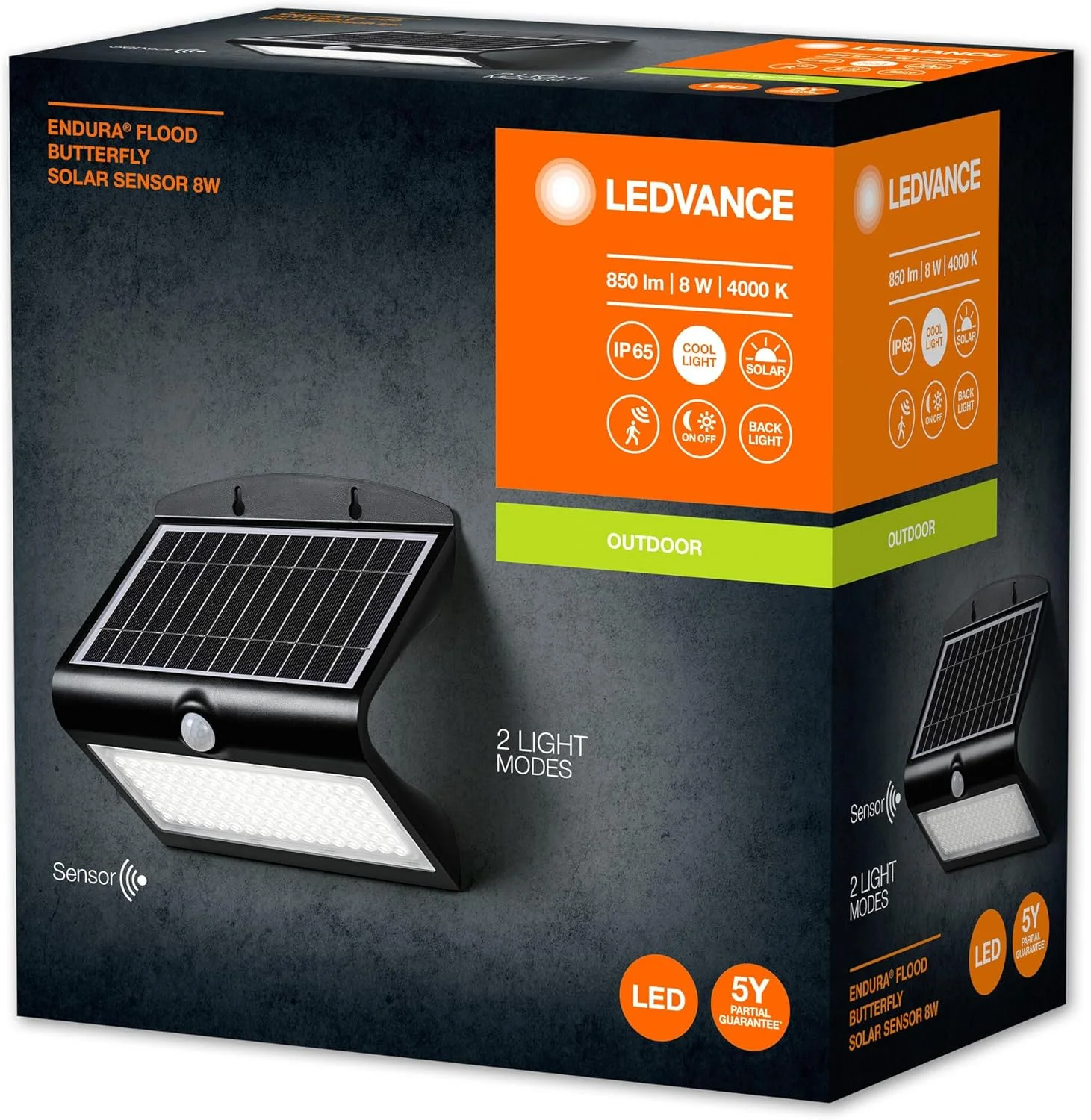 چراغ پروژکتور خورشیدی LEDVANCE Endura طرح پروانه، مشکی، 8 وات، 850 لومن، دارای سنسور حرکتی و نور، مناسب فضای باز، باتری قابل شارژ، سازگار با محیط زیست، عمر طولانی، نصب آسان، IP65، 4000 کلوین چراغ پروژکتور خورشیدی LEDVANCE Endura طرح پروانه، مشکی، 8 وات، 850 لومن، دارای سنسور حرکتی و نور، مناسب فضای باز، باتری قابل شارژ، سازگار با محیط زیست، عمر طولانی، نصب آسان، IP65، 4000 کلوین