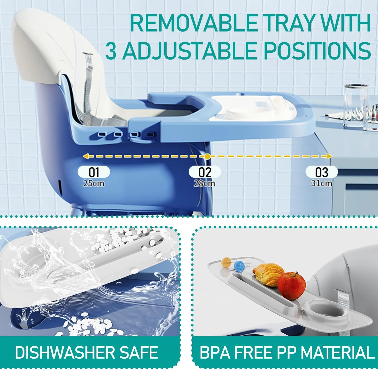 صندلی غذای کودک 8 در 1 TOYBY، صندلی غذاخوری قابل تنظیم/صندلی تقویت کننده غذاخوری/ست میز و صندلی کودک نوپا/میز بلوک ساختمانی کودک نوپا با مهار ایمنی و سینی قابل جابجایی، پاکسازی آسان صندلی غذای کودک 8 در 1 TOYBY، صندلی غذاخوری قابل تنظیم/صندلی تقویت کننده غذاخوری/ست میز و صندلی کودک نوپا/میز بلوک ساختمانی کودک نوپا با مهار ایمنی و سینی قابل جابجایی، پاکسازی آسان