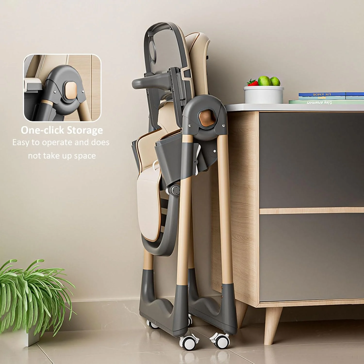 صندلی غذای کودک 3 در 1، صندلی های غذاخوری کودک برای نوزادان و کودکان نوپا با سینی جداشدنی و پشتی و ارتفاع قابل تنظیم، تاشو و قابل تبدیل، صندلی غذاخوری قابل حمل کودک با چرخ های قفل شونده