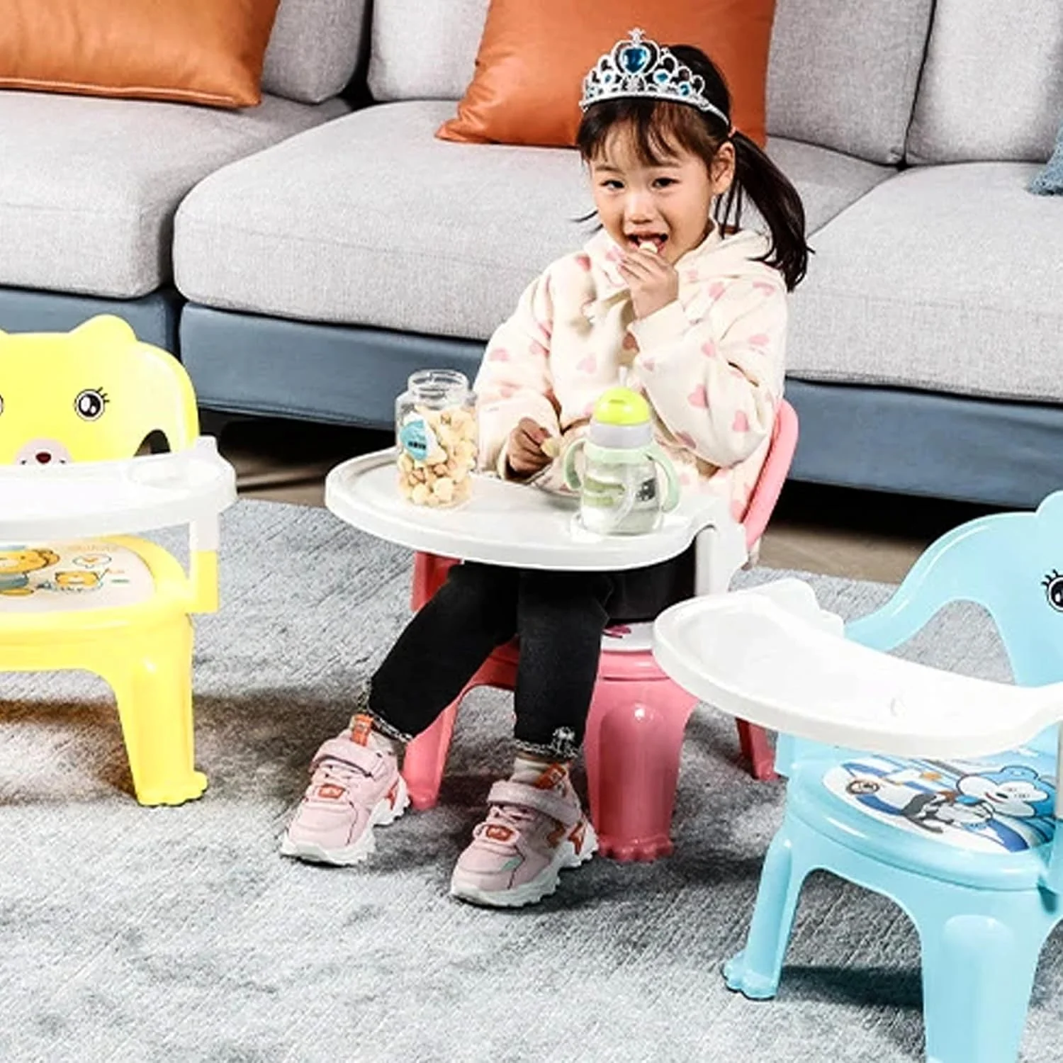 صندلی غذای کودک توشیونیکس با سینی جداشدنی، صندلی بلند قابل حمل برای کودکان نوپا، صندلی تقویت کننده با پشتی، روکش کارتونی بالشتکی، قابل انباشت، ایمن و راحت برای غذا دادن/بازی کردن (صورتی) صندلی غذای کودک توشیونیکس با سینی جداشدنی، صندلی بلند قابل حمل برای کودکان نوپا، صندلی تقویت کننده با پشتی، روکش کارتونی بالشتکی، قابل انباشت، ایمن و راحت برای غذا دادن/بازی کردن (صورتی)