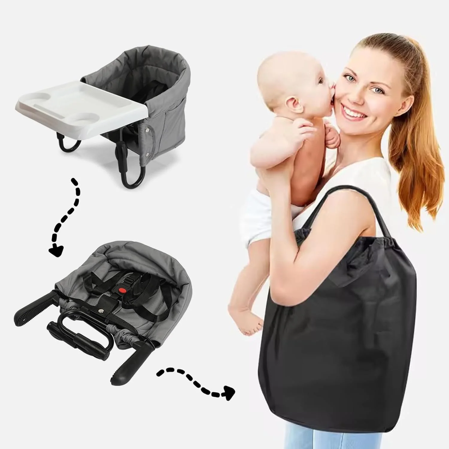 صندلی غذای کودک تریفی مدل تاشو با گیره، کمربند ایمنی 5 نقطه ای، سینی جداشدنی و کیف نگهداری، ایده آل برای غذا خوردن کودکان در خانه یا مسافرت (خاکستری) صندلی غذای کودک تریفی مدل تاشو با گیره، کمربند ایمنی 5 نقطه ای، سینی جداشدنی و کیف نگهداری، ایده آل برای غذا خوردن کودکان در خانه یا مسافرت (خاکستری)