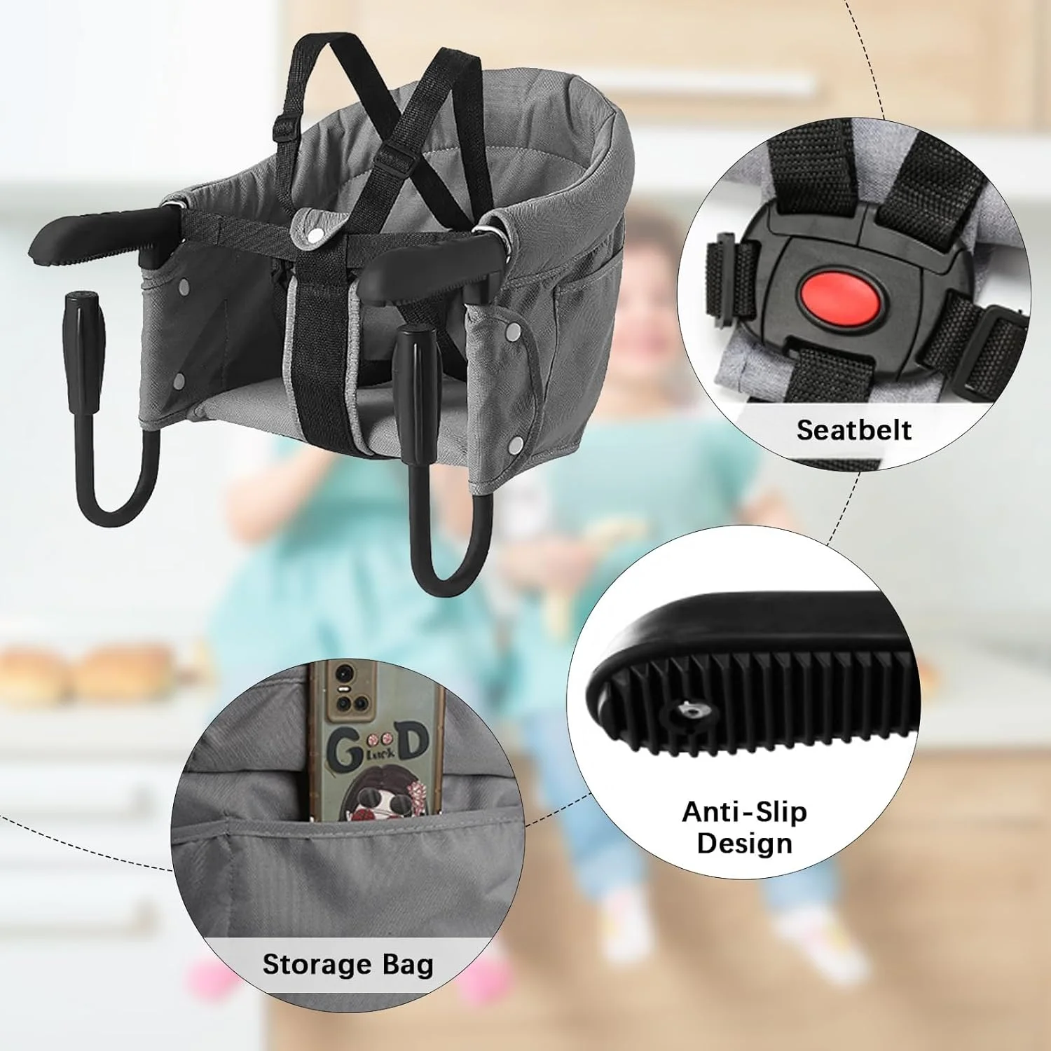 صندلی غذای کودک تریفی مدل تاشو با گیره، کمربند ایمنی 5 نقطه ای، سینی جداشدنی و کیف نگهداری، ایده آل برای غذا خوردن کودکان در خانه یا مسافرت (خاکستری) صندلی غذای کودک تریفی مدل تاشو با گیره، کمربند ایمنی 5 نقطه ای، سینی جداشدنی و کیف نگهداری، ایده آل برای غذا خوردن کودکان در خانه یا مسافرت (خاکستری)