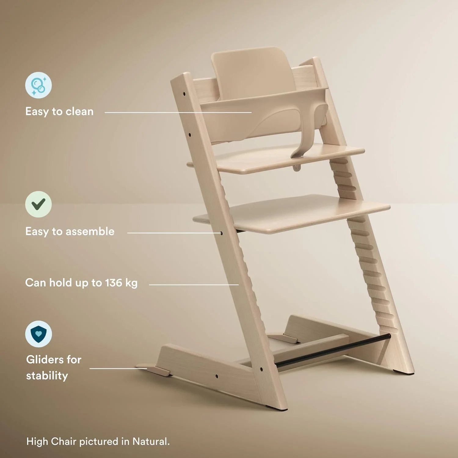 صندلی غذای کودک استوکه تریپ تراپ به همراه سینی - شامل صندلی کودک، ست کودک 2 مناسب برای کودکان 6 تا 36 ماهه - قابل تنظیم، ارگونومیک و تمیز کردن آسان - صورتی آرام با سینی سفید