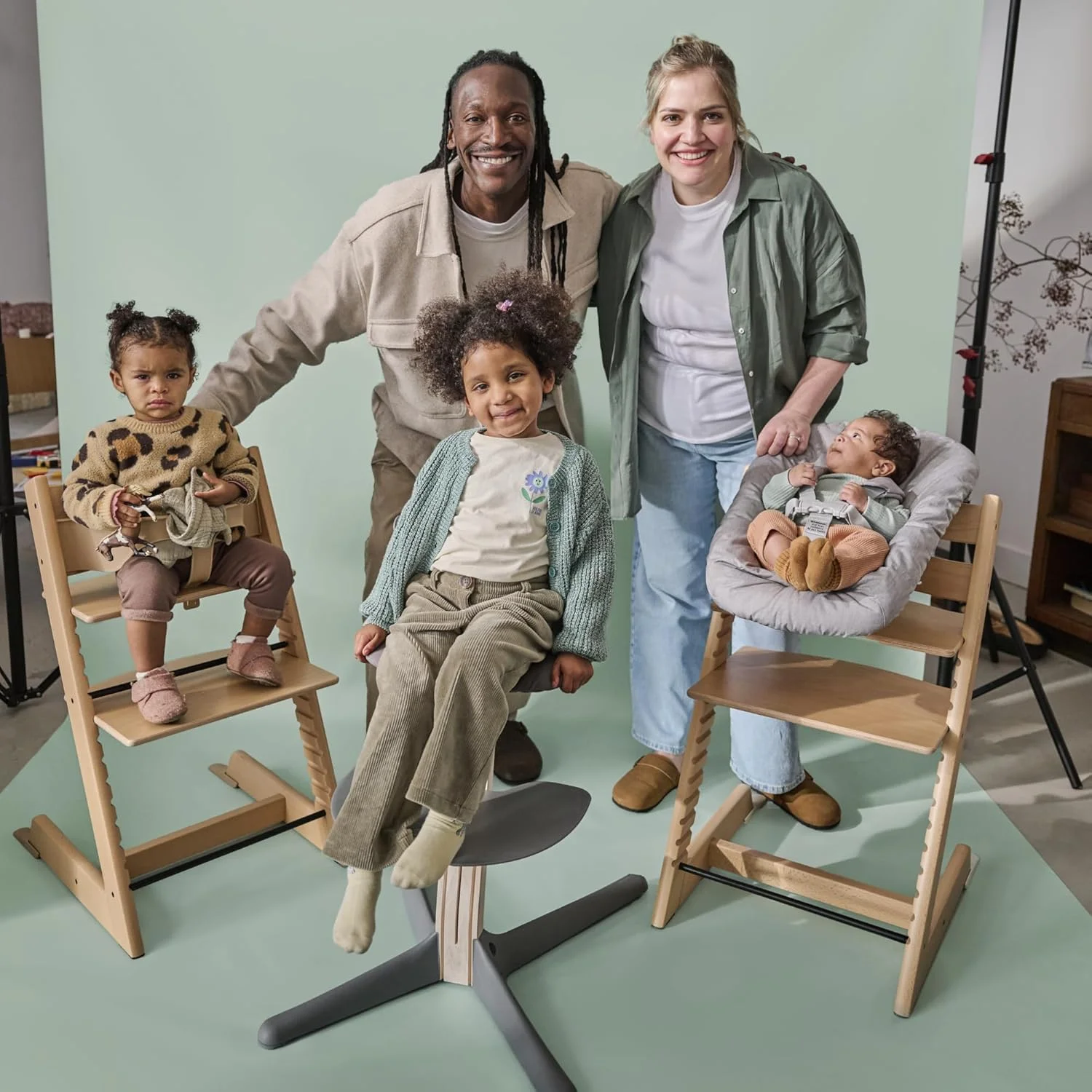 صندلی غذای کودک استوکه تریپ تراپ - شامل صندلی + ست نوزادی 2 + ست بدو تولد - طراحی ایمن، قابل تنظیم و ارگونومیک - صورتی آرام