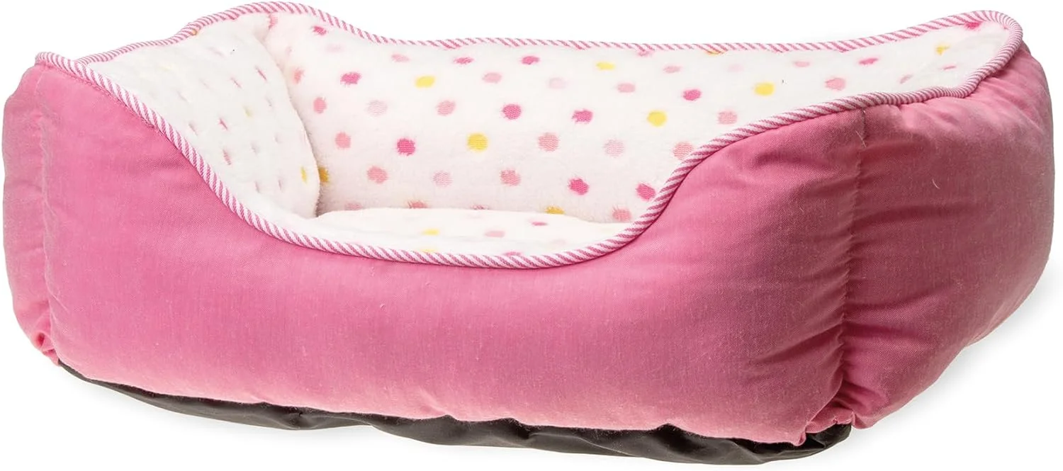 تخت خواب گربه کارلی مدل Dot Pink، ابعاد 55x50 سانتی متر، وزن 200 گرم