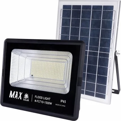 چراغ پروژکتور LED خورشیدی ضد آب V.MAX - 5 ولت 500 وات | چراغ خورشیدی فضای باز 360x303x92 میلی متر با سنسور نور | پنل خورشیدی پلی سیلیکونی با کیفیت با نور LED