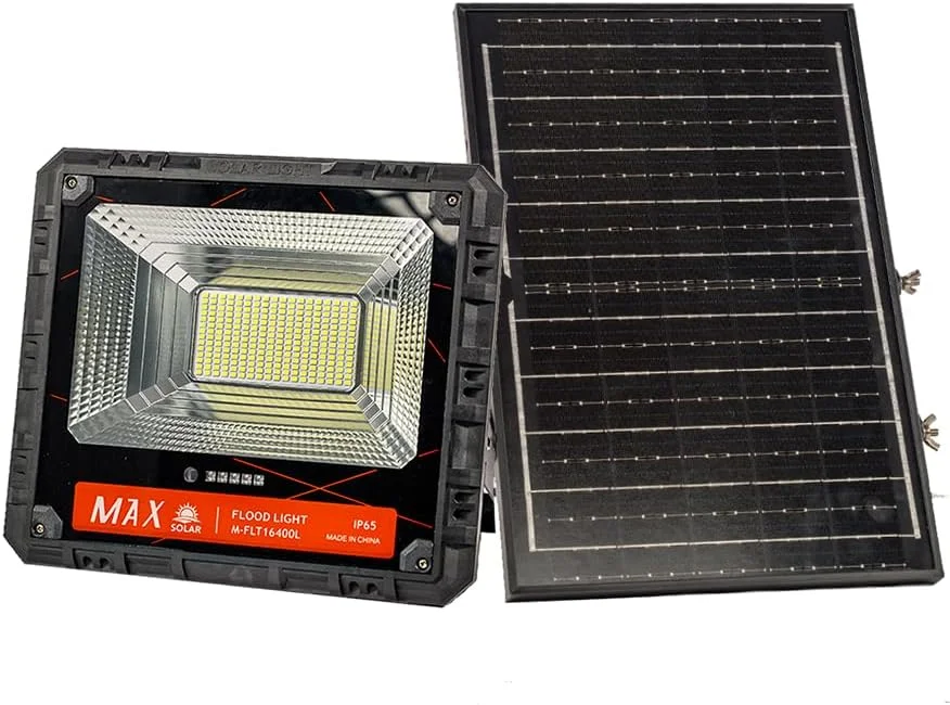چراغ پروژکتور LED خورشیدی امنیتی فضای باز V.MAX MODI، ضد آب IP65، 400 وات سفید، کنترل از راه دور flt16400w