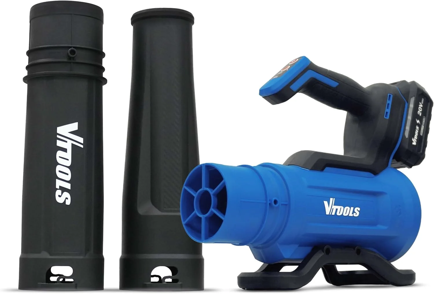 دمنده برگ بی سیم 20 ولت VTOOLS با باتری 4.0 آمپر ساعت، شارژر سریع 4.0 آمپر، سرعت دوگانه 14500-20000 دور در دقیقه، حجم هوای 287CFM، 2 لوله هوا، دمنده برقی سبک وزن باغ برای چمن و حیاط، آبی، VT4101-4A دمنده برگ بی سیم 20 ولت VTOOLS با باتری 4.0 آمپر ساعت، شارژر سریع 4.0 آمپر، سرعت دوگانه 14500-20000 دور در دقیقه، حجم هوای 287CFM، 2 لوله هوا، دمنده برقی سبک وزن باغ برای چمن و حیاط، آبی، VT4101-4A