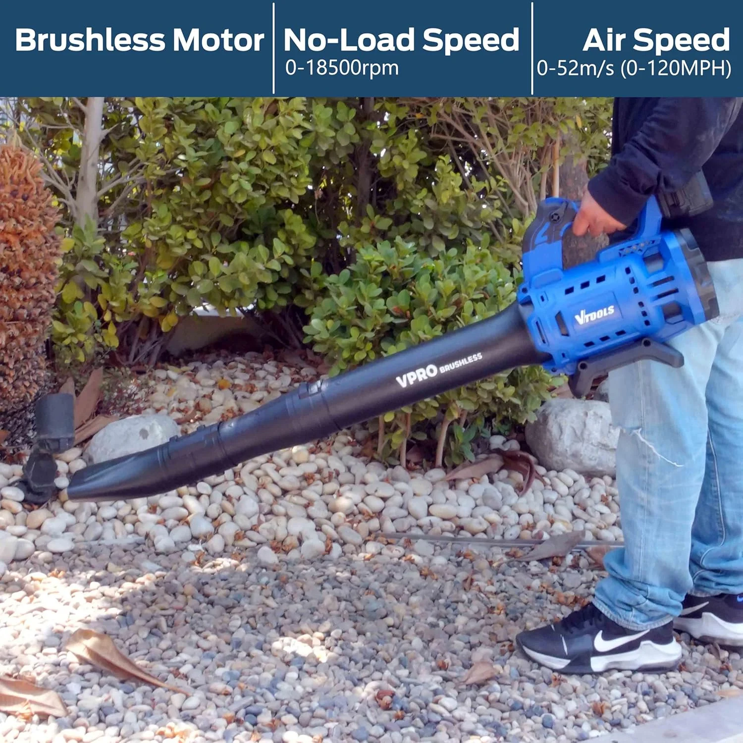 دمنده برگ بدون سیم براشلس 20 ولت VTOOLS با باتری 4.0 آمپر ساعت، شارژر 4.0 آمپر، سرعت 0-18500 دور در دقیقه، جریان هوای 466CFM، سرعت باد 120MPH، دمنده برقی سبک وزن برای تمیز کردن حیاط، آبی، VP1402-4A دمنده برگ بدون سیم براشلس 20 ولت VTOOLS با باتری 4.0 آمپر ساعت، شارژر 4.0 آمپر، سرعت 0-18500 دور در دقیقه، جریان هوای 466CFM، سرعت باد 120MPH، دمنده برقی سبک وزن برای تمیز کردن حیاط، آبی، VP1402-4A