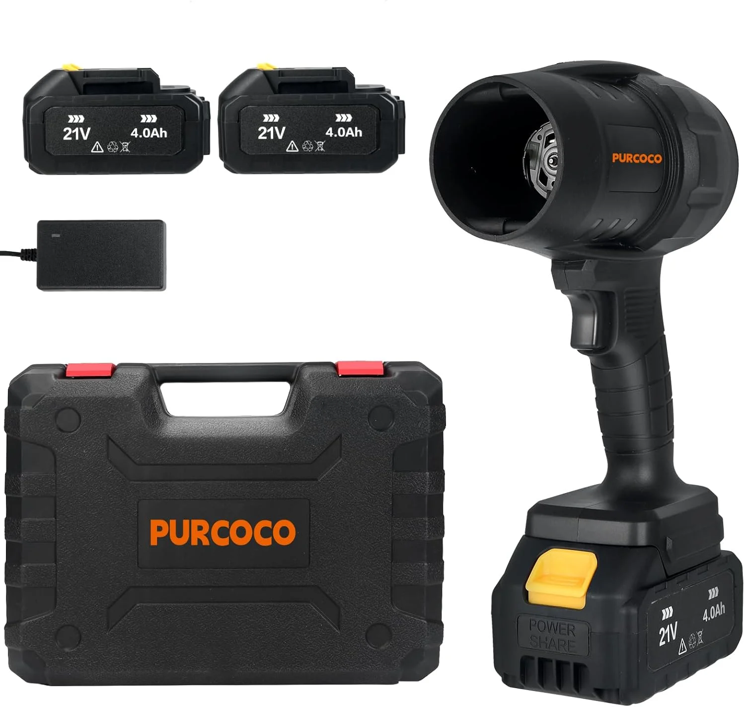 Purcoco کمپرسور دمنده هوا جت درای مینی، فن توربو، دمنده هوای برقی برای ماشین، مینی فن توربو جت، تمیز کردن صفحه کلید کامپیوتر، باغبانی با 2 باتری، موتور برس دمنده توربو جت