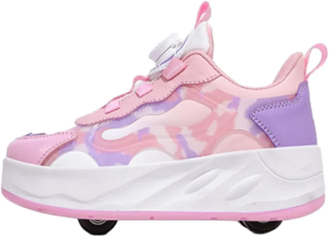 کفش های اسکیت غلتکی بچه گانه ZYANLING، کفش های کتانی برای پسران و دختران، کفش های پارکور فضای باز با 2 چرخ، کفش اسکیت یونیسکس، کفش های اسکیت جمع شونده برای ورزش های پیاده روی در پارک کودکان