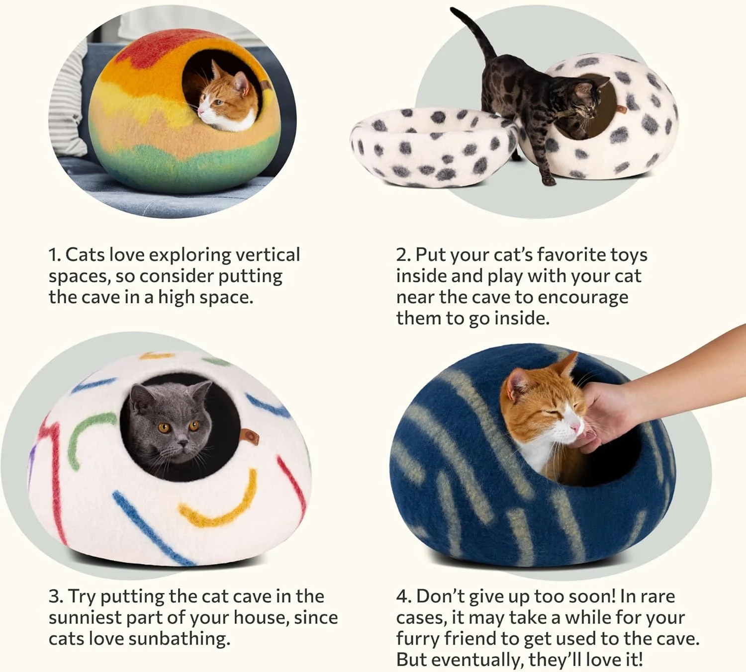 غار تختخواب گربه ای نمدی پریمیوم MEOWFIA - خانه مخفیگاهی دست ساز 100% پشم مرینوس برای گربه ها و بچه گربه ها (سایه های زنده) (متوسط، غروب آفتاب توسان) غار تختخواب گربه ای نمدی پریمیوم MEOWFIA - خانه مخفیگاهی دست ساز 100% پشم مرینوس برای گربه ها و بچه گربه ها (سایه های زنده) (متوسط، غروب آفتاب توسان)