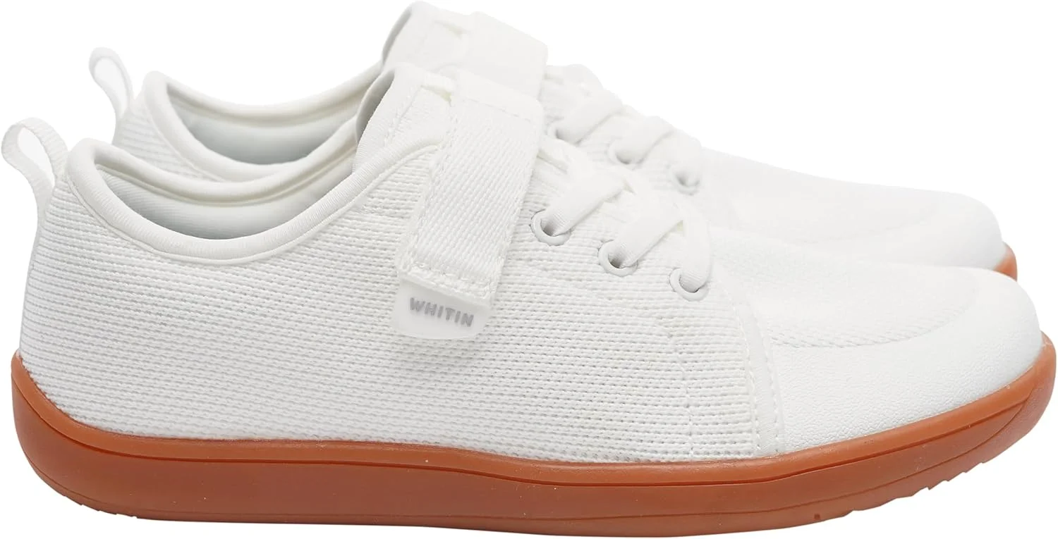 کفش‌های کودکانه پهن WHITIN، مناسب پسران و دختران، با طراحی مینیمالیستی، فضای پنجه باز، زیره صفر، سایز 36، مناسب ورزش، پیاده‌روی، باشگاه، توری سفید با زیره صمغی