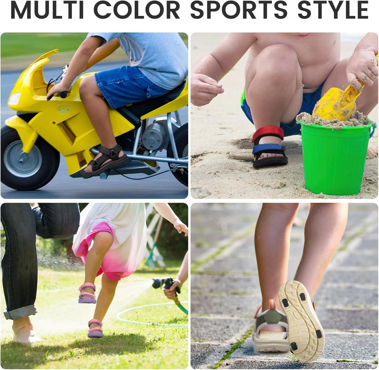 صندل پسرانه دخترانه YHOON با بند دوتایی قابل تنظیم، انگشت باز، ورزشی، سبک وزن، مناسب کودکان و نوجوانان برای ورزش، تابستان و فضای باز