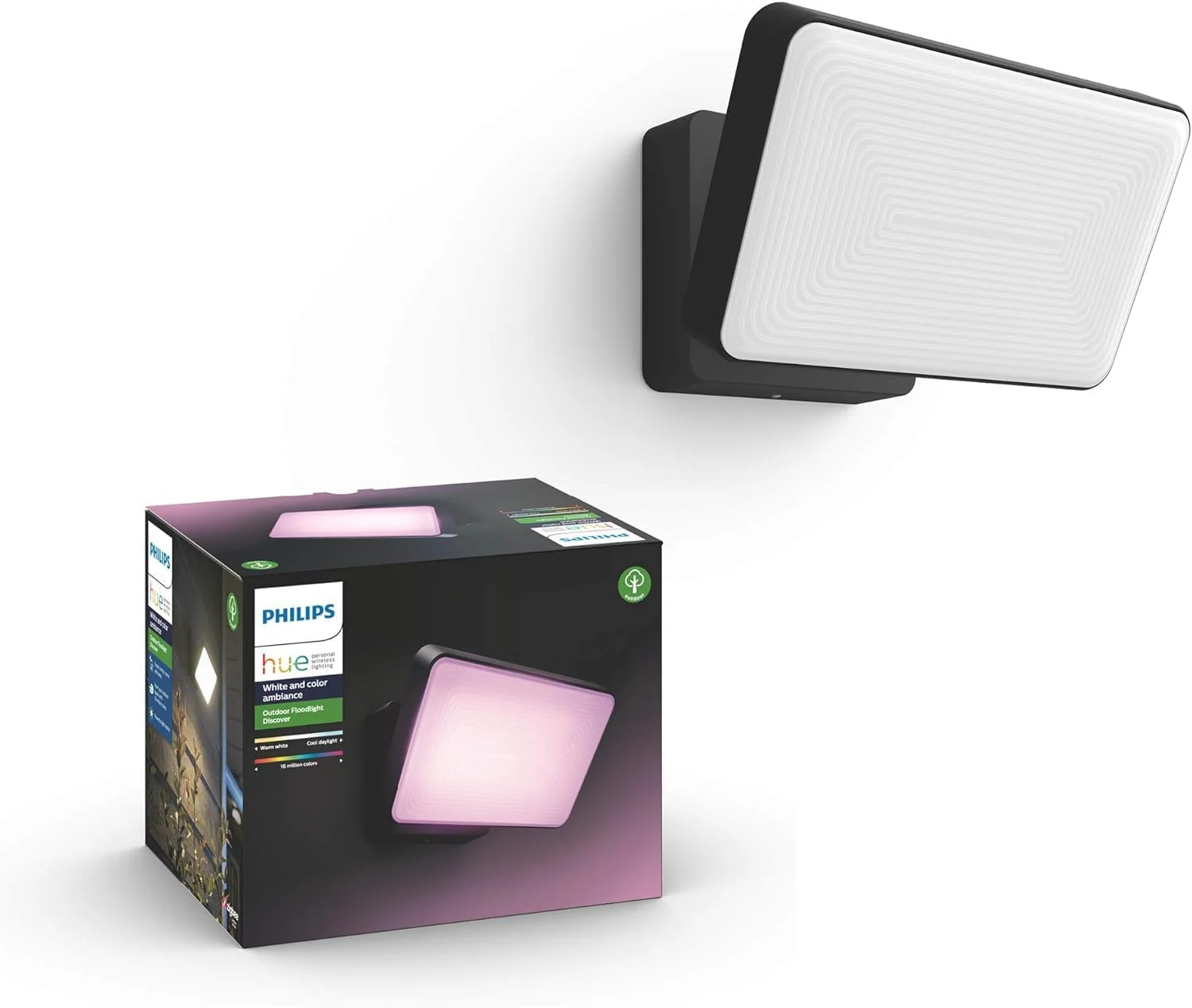 چراغ LED هوشمند Philips Hue White and Color Ambiance مدل Discover مناسب فضای باز، قابل تنظیم نور، مشکی، 1 عدد
