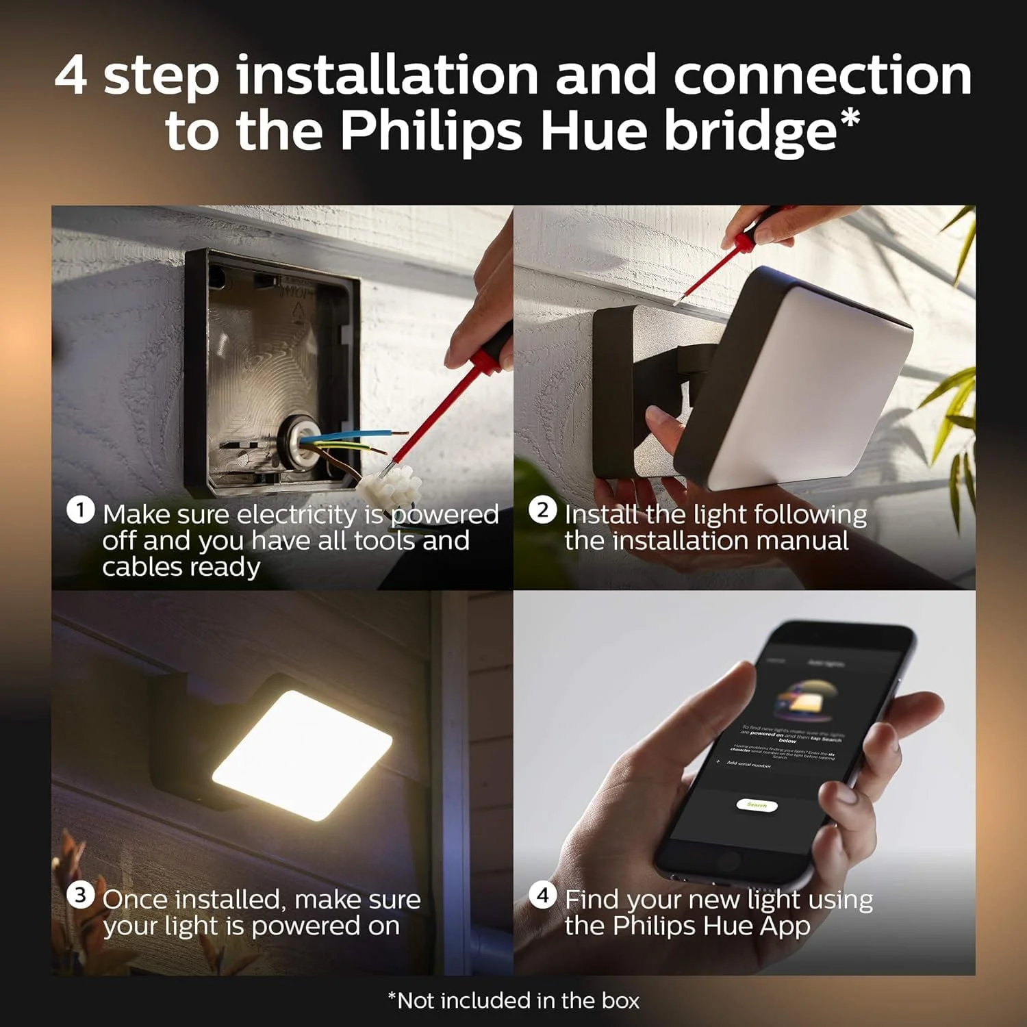 چراغ LED هوشمند Philips Hue White and Color Ambiance مدل Discover مناسب فضای باز، قابل تنظیم نور، مشکی، 1 عدد چراغ LED هوشمند Philips Hue White and Color Ambiance مدل Discover مناسب فضای باز، قابل تنظیم نور، مشکی، 1 عدد