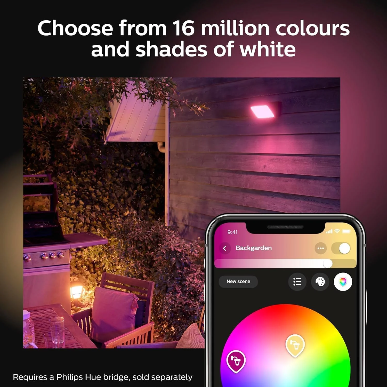 چراغ LED هوشمند Philips Hue White and Color Ambiance مدل Discover مناسب فضای باز، قابل تنظیم نور، مشکی، 1 عدد چراغ LED هوشمند Philips Hue White and Color Ambiance مدل Discover مناسب فضای باز، قابل تنظیم نور، مشکی، 1 عدد