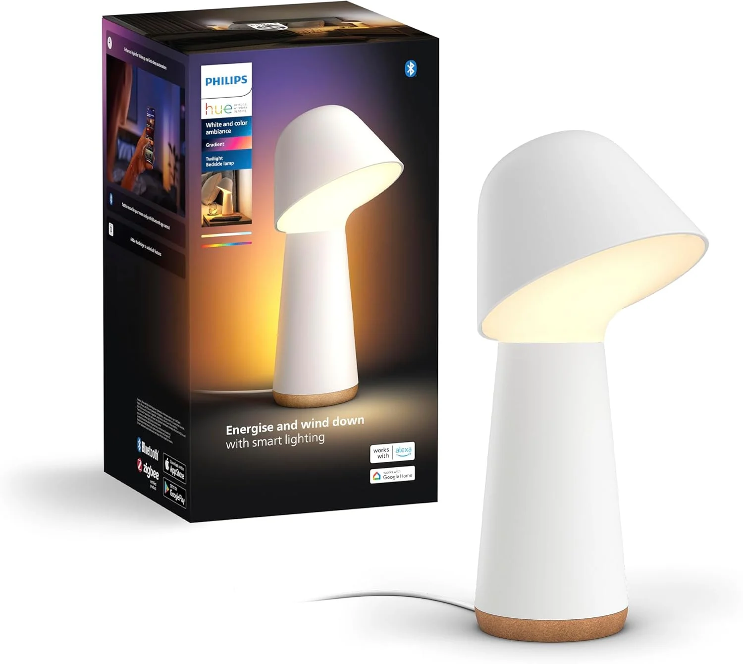 چراغ خواب هوشمند LED Philips Hue Twilight، نور سفید و رنگی، سازگار با بلوتوث، کنترل صوتی با الکسا، Apple Home و Google Assistant