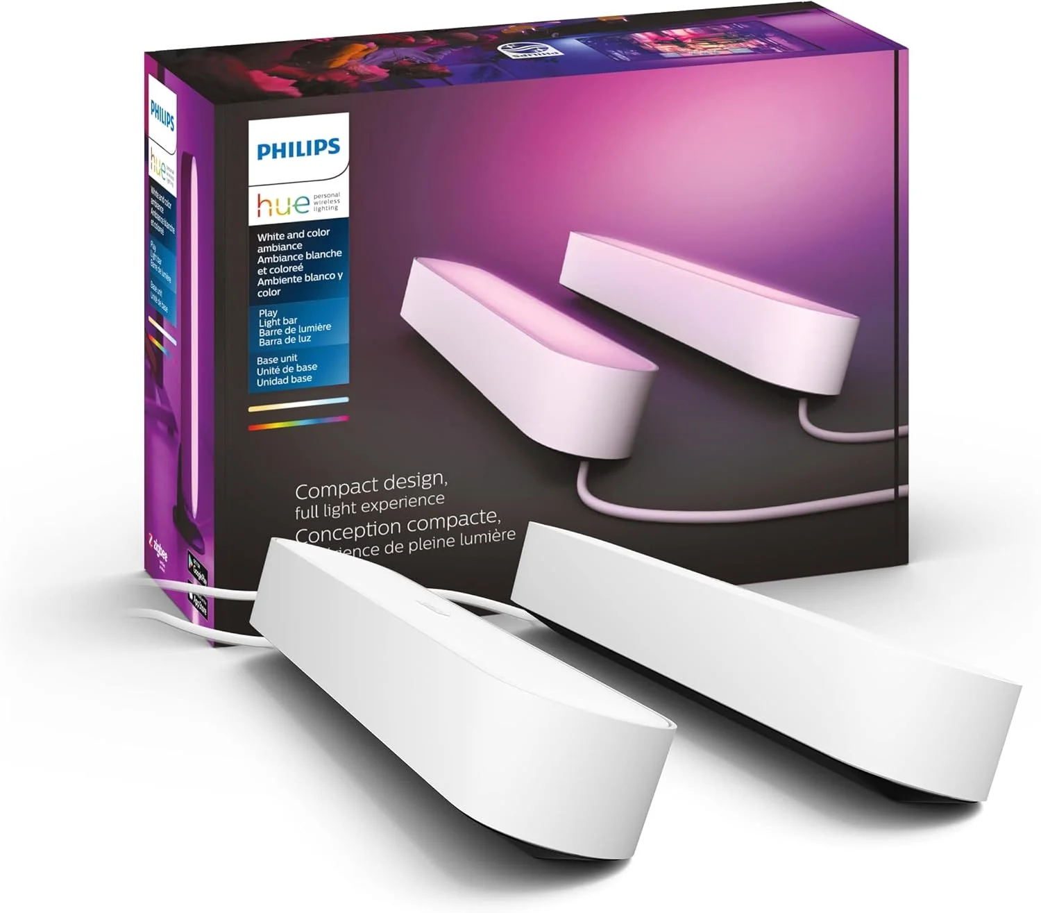 کیت پایه نوار نور هوشمند Philips Hue Play، سفید - نور LED تغییر رنگ دهنده سفید و رنگی - بسته 2 عددی - نیاز به Bridge - کنترل با برنامه - کار با Alexa، Google Assistant و Apple HomeKit کیت پایه نوار نور هوشمند Philips Hue Play، سفید - نور LED تغییر رنگ دهنده سفید و رنگی - بسته 2 عددی - نیاز به Bridge - کنترل با برنامه - کار با Alexa، Google Assistant و Apple HomeKit