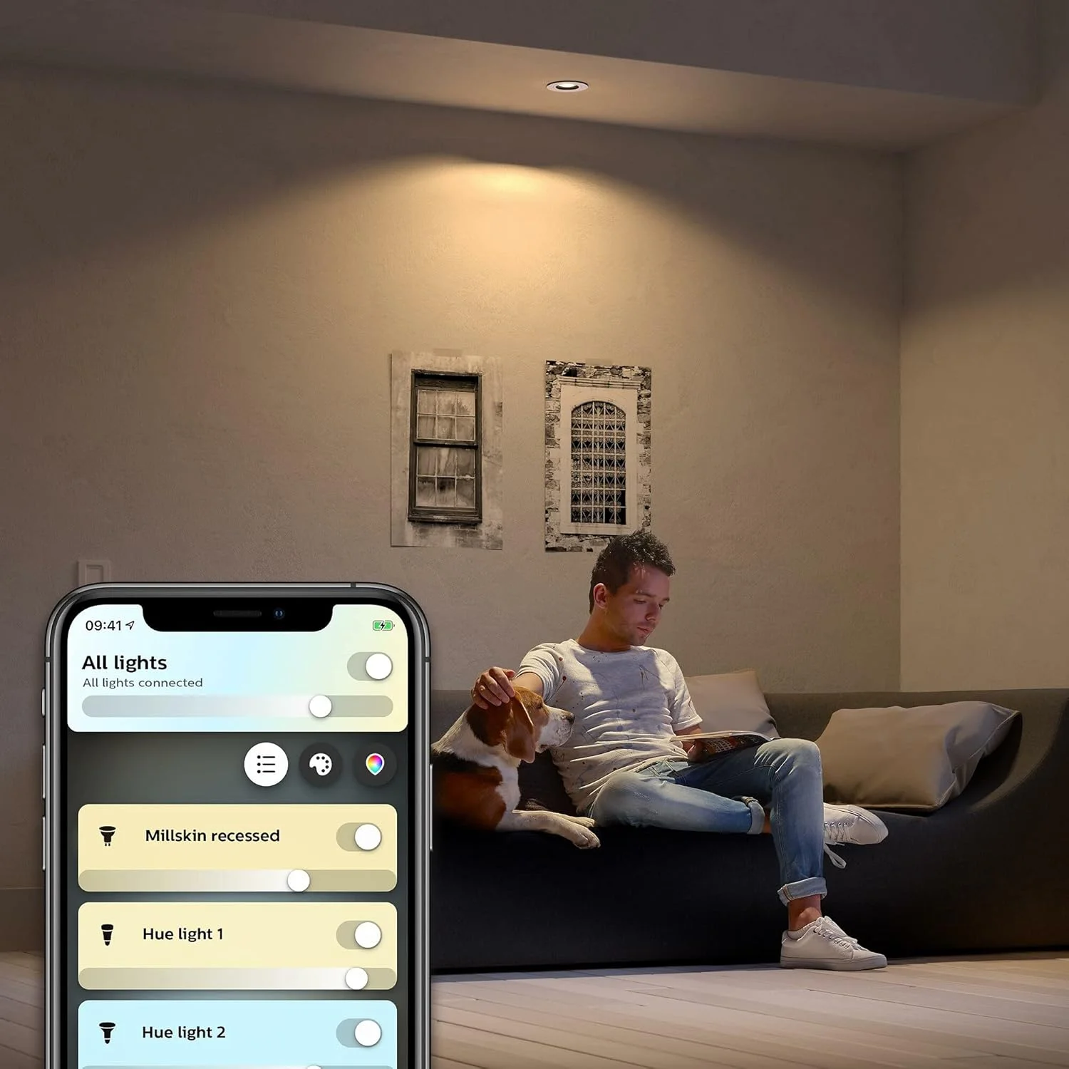 چراغ سقفی هوشمند ال ای دی توکار Philips Hue Milliskin White Ambiance [اسپات GU10] با بلوتوث، آلومینیومی. سازگار با الکسا، گوگل اسیستنت و اپل هوم کیت