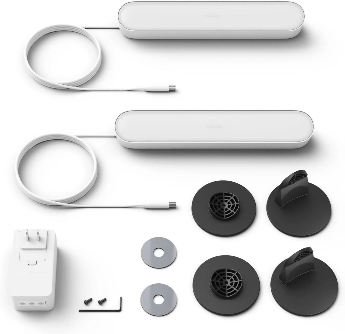 کیت پایه نوار نور هوشمند Philips Hue Play، سفید - نور LED تغییر رنگ دهنده سفید و رنگی - بسته 2 عددی - نیاز به Bridge - کنترل با برنامه - کار با Alexa، Google Assistant و Apple HomeKit کیت پایه نوار نور هوشمند Philips Hue Play، سفید - نور LED تغییر رنگ دهنده سفید و رنگی - بسته 2 عددی - نیاز به Bridge - کنترل با برنامه - کار با Alexa، Google Assistant و Apple HomeKit