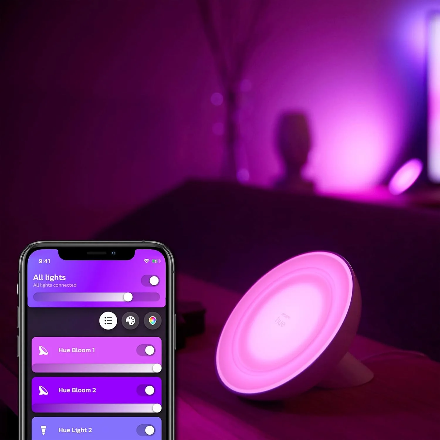 چراغ رومیزی Philips Hue White and colour ambience Bloom، چراغ رومیزی هوشمند، سفید، بلوتوث/Zigbee، LED، متغیر، 2000 کلوین چراغ رومیزی Philips Hue White and colour ambience Bloom، چراغ رومیزی هوشمند، سفید، بلوتوث/Zigbee، LED، متغیر، 2000 کلوین