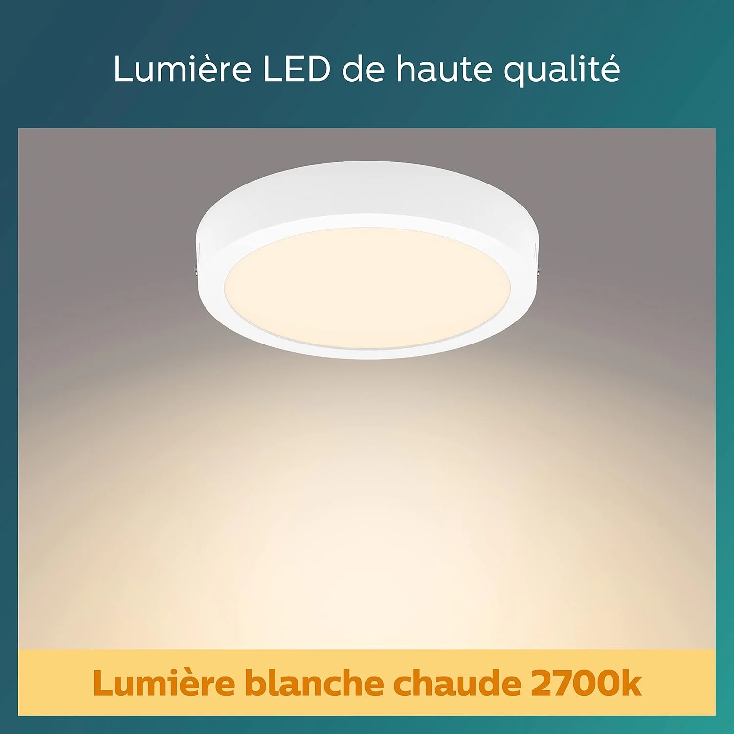 چراغ سقفی روکار ال ای دی گرد باریک فیلیپس مدل Magneos 2700K 12W [سفید گرم - سفید] برای نورپردازی داخلی، اتاق نشیمن و اتاق خواب