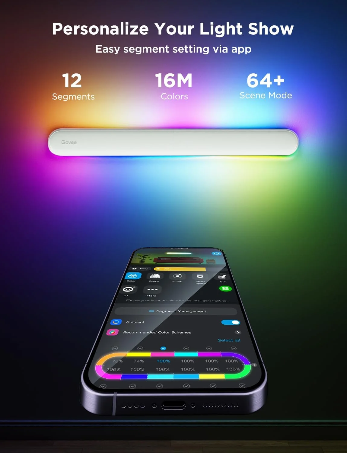 چراغ دیواری Govee، چراغ های دیواری RGBIC، سازگار با Matter و Alexa، روشنایی بالا 1200LM، همگام سازی موسیقی، چراغ دیواری هوشمند با قابلیت اتصال به پریز، چراغ مدرن اتاق با قابلیت تنظیم نور برای اتاق نشیمن، اتاق خواب، راهرو، 1 عدد چراغ دیواری Govee، چراغ های دیواری RGBIC، سازگار با Matter و Alexa، روشنایی بالا 1200LM، همگام سازی موسیقی، چراغ دیواری هوشمند با قابلیت اتصال به پریز، چراغ مدرن اتاق با قابلیت تنظیم نور برای اتاق نشیمن، اتاق خواب، راهرو، 1 عدد