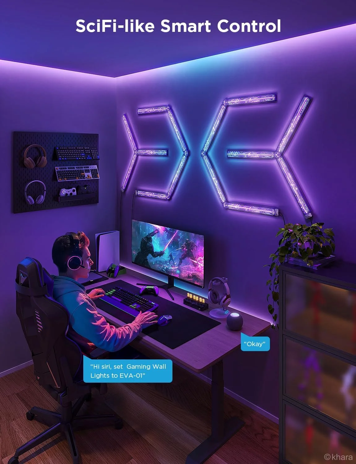 چراغ دیواری گیمینگ Govee x Evangelion، چراغ دیواری RGBIC Glide، سازگار با Matter، Alexa و Google Assistant، جلوهها و اشکال نورپردازی LED سفارشی DIY، چراغهای گیمینگ برای اتاق گیمینگ چراغ دیواری گیمینگ Govee x Evangelion، چراغ دیواری RGBIC Glide، سازگار با Matter، Alexa و Google Assistant، جلوهها و اشکال نورپردازی LED سفارشی DIY، چراغهای گیمینگ برای اتاق گیمینگ