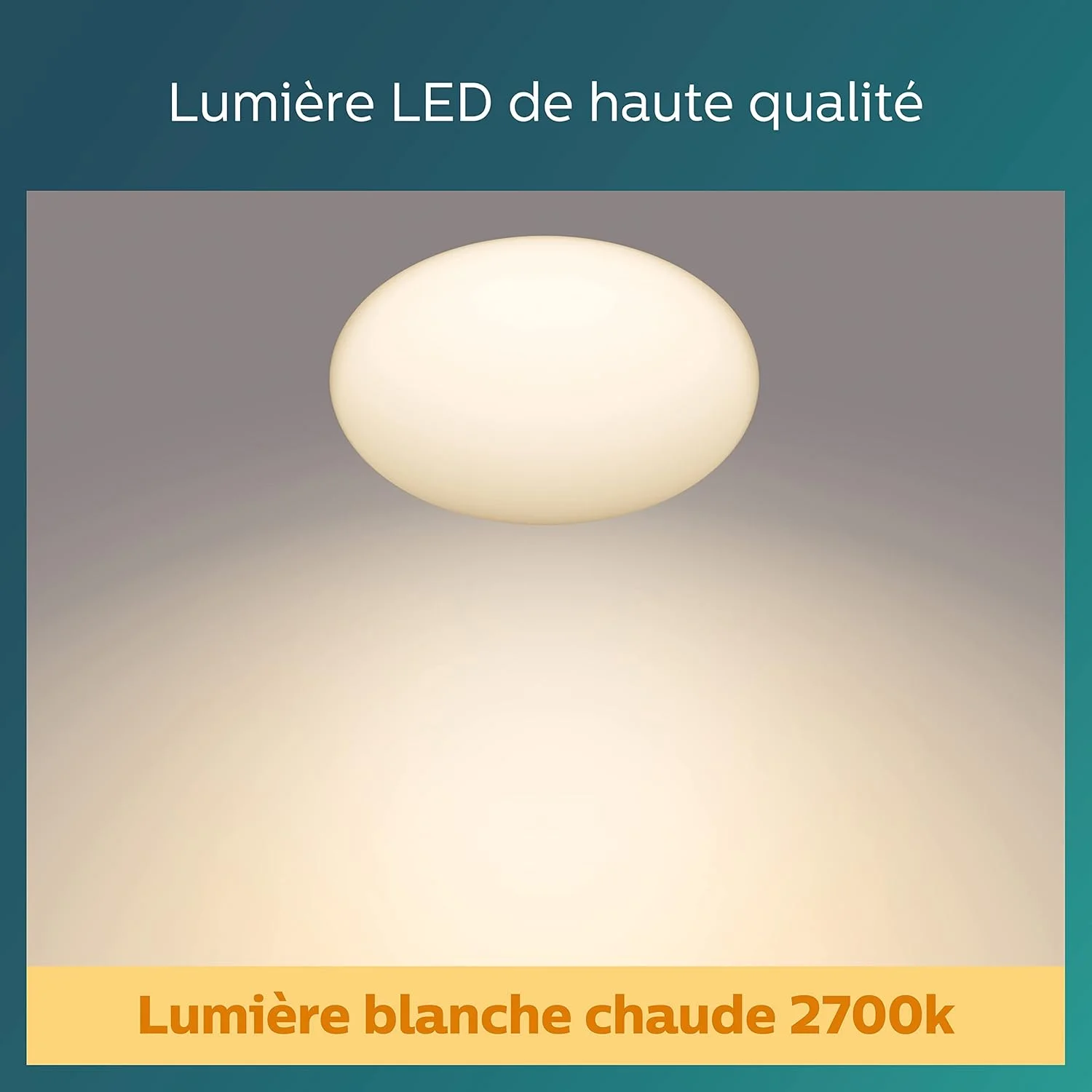 چراغ سقفی ال ای دی شان فیلیپس با سنسور حرکتی 2700K 12W [سفید گرم - سفید] برای روشنایی داخلی منزل، اتاق نشیمن و اتاق خواب