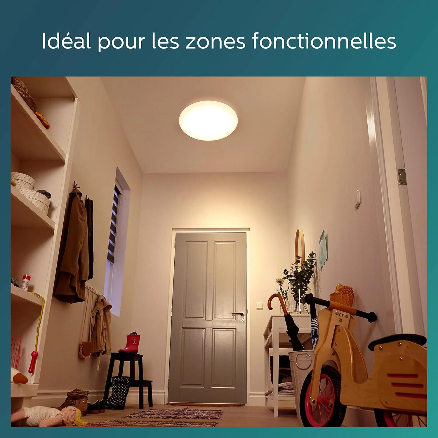 چراغ سقفی ال ای دی شان فیلیپس با سنسور حرکتی 2700K 12W [سفید گرم - سفید] برای روشنایی داخلی منزل، اتاق نشیمن و اتاق خواب