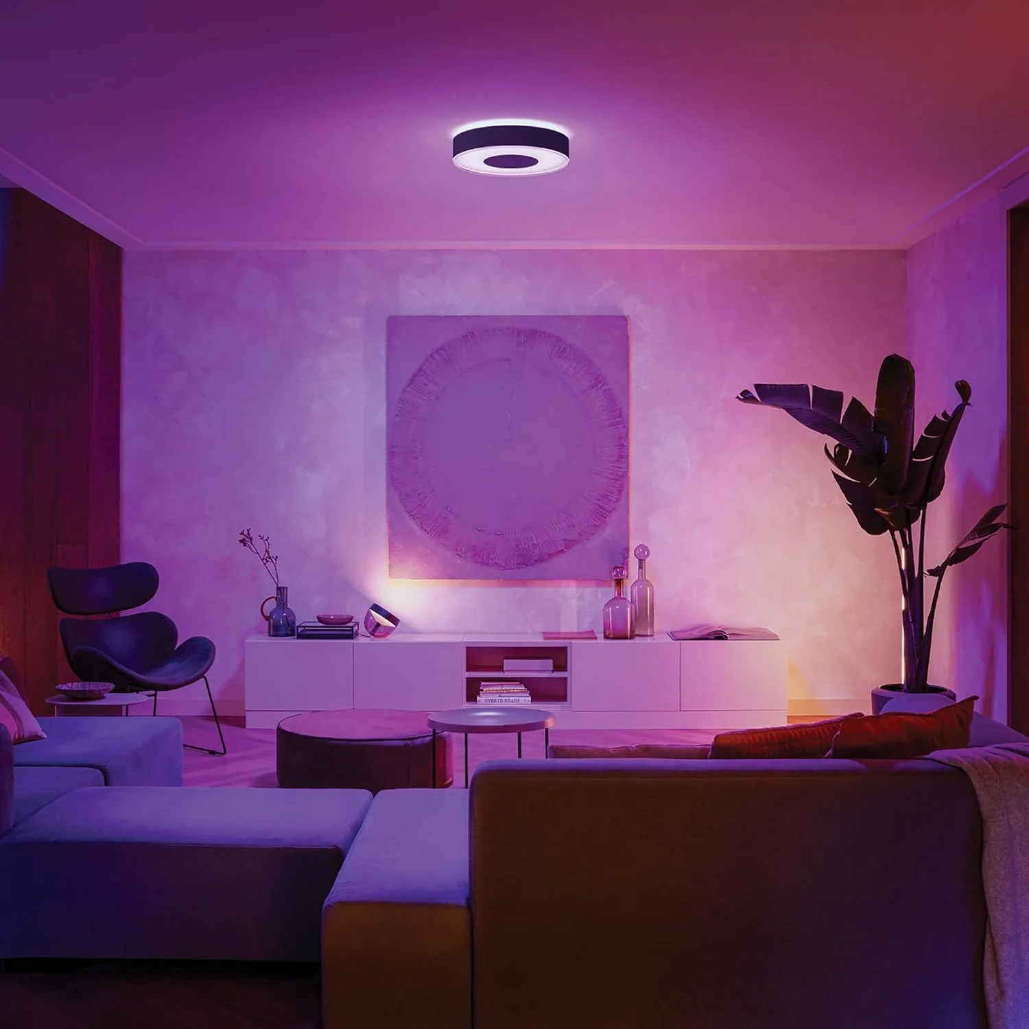 چراغ سقفی هوشمند Philips Hue Infuse White and Colour Ambiance [متوسط - سفید] با بلوتوث. سازگار با الکسا، گوگل اسیستنت و اپل هوم کیت