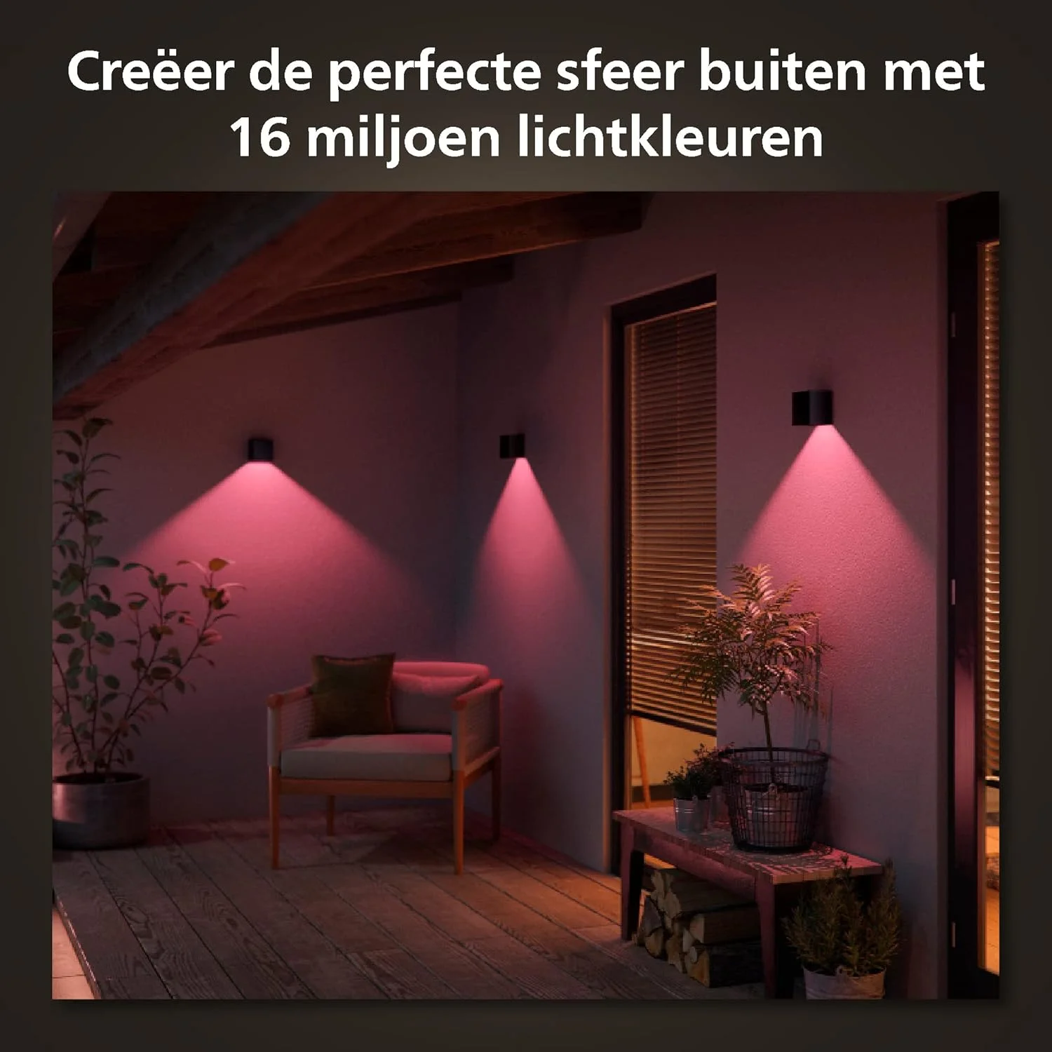 چراغ دیواری بیرونی Philips Hue White and Color Ambiance Resonate، قابل تنظیم نور، 16 میلیون رنگ، قابل کنترل از طریق برنامه، سازگار با Amazon Alexa (Echo، Echo Dot)