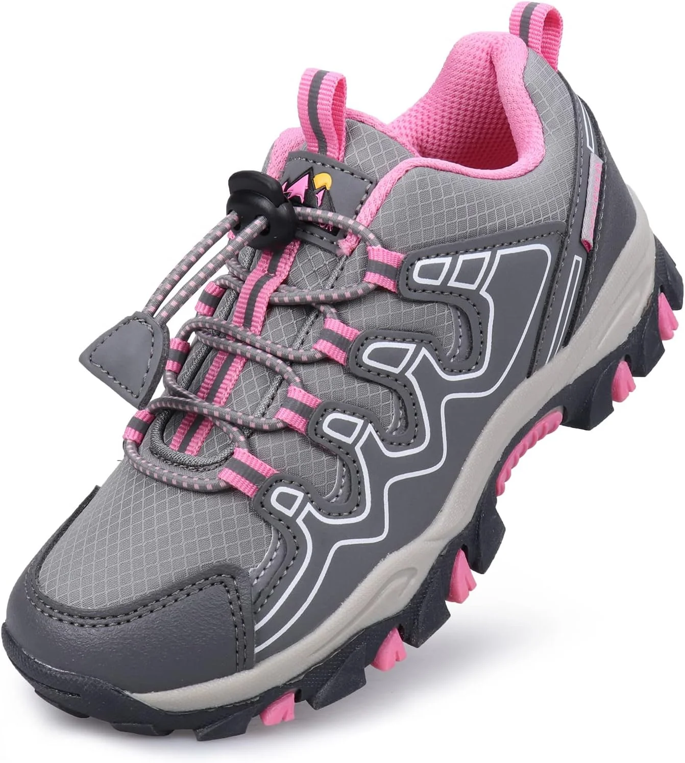 کفش‌های کتانی دخترانه UOVO، مناسب پیاده‌روی، دویدن، ورزش در فضای باز، تنیس، ضد آب، ضد لغزش، سایز 3، خاکستری/صورتی