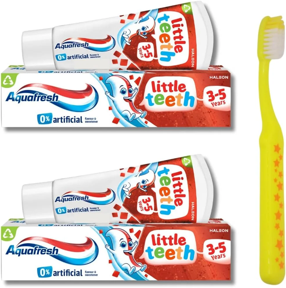 مجموعه خمیر دندان کودک Aquafresh Little Teeth - شامل 2 عدد خمیر دندان 50 میلی لیتری Aquafresh Little Teeth و 1 مسواک کودک - کیت کامل بهداشت دهان و دندان کودکان توسط Kevagh مجموعه خمیر دندان کودک Aquafresh Little Teeth - شامل 2 عدد خمیر دندان 50 میلی لیتری Aquafresh Little Teeth و 1 مسواک کودک - کیت کامل بهداشت دهان و دندان کودکان توسط Kevagh