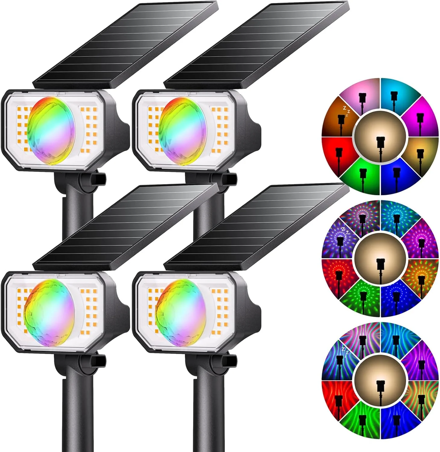 چراغ‌های خورشیدی فضای باز ضد آب Quntis Ambience Pro، 26+1 LED با 3 حالت نورپردازی گرم، چراغ‌های نقطه‌ای خورشیدی قابل تنظیم 2 در 1 برای پیاده‌رو، حیاط، باغ، مسیر ماشین‌رو، پاسیو، تزئین درخت - بسته 4 عددی