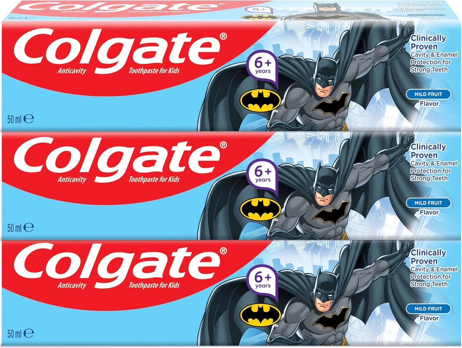 خمیر دندان کودک کلگیت بتمن، خمیر دندان فلوراید، 6+ سال، 3x50 میلی لیتر، بسته 3 عددی