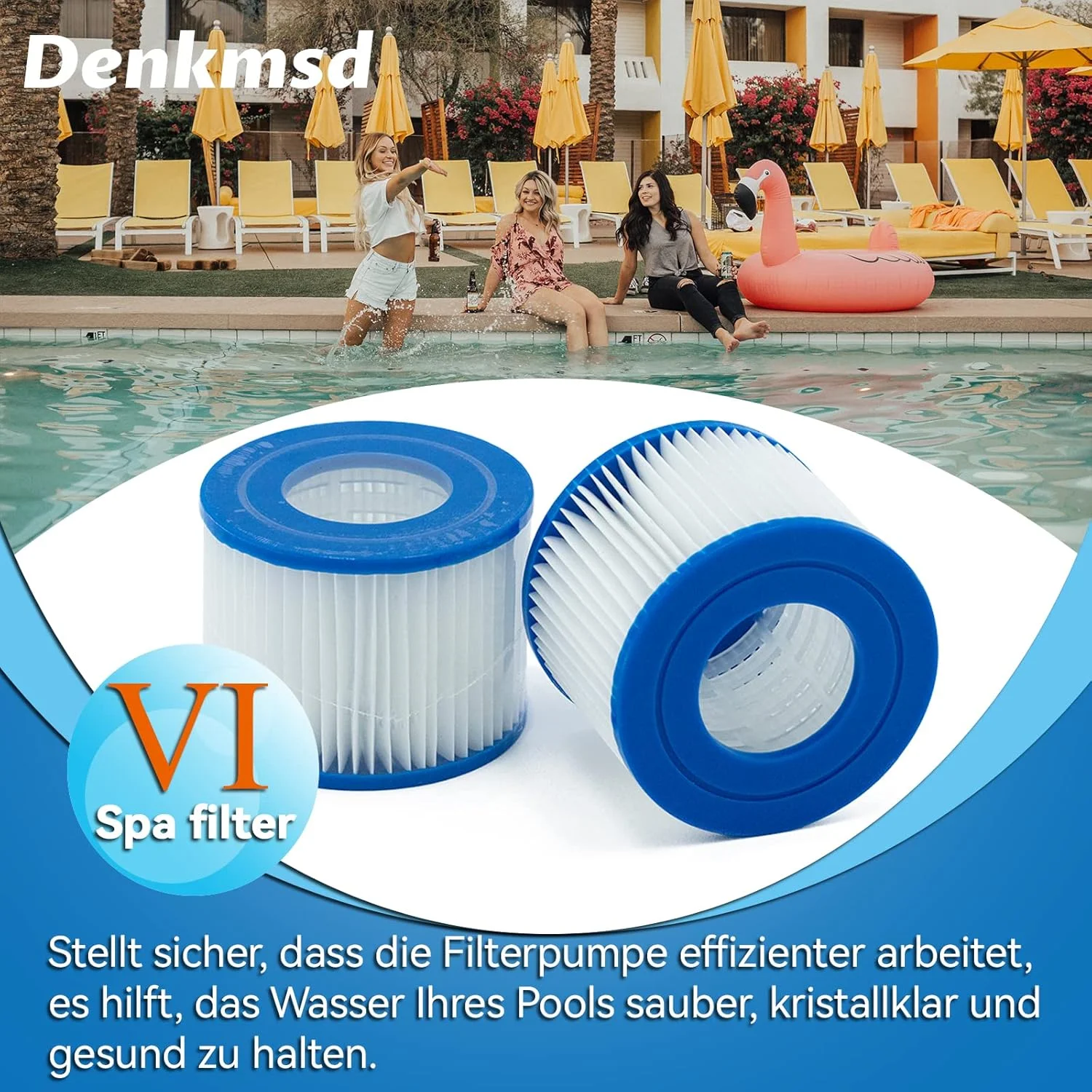 کارتریج فیلتر VI Denkmsd برای فیلتر استخر Bestway، کارتریج فیلتر VI برای Miami، Vegas، Monaco، فیلتر جایگزین برای Bestway Spa 58323 (بسته 12 عددی)