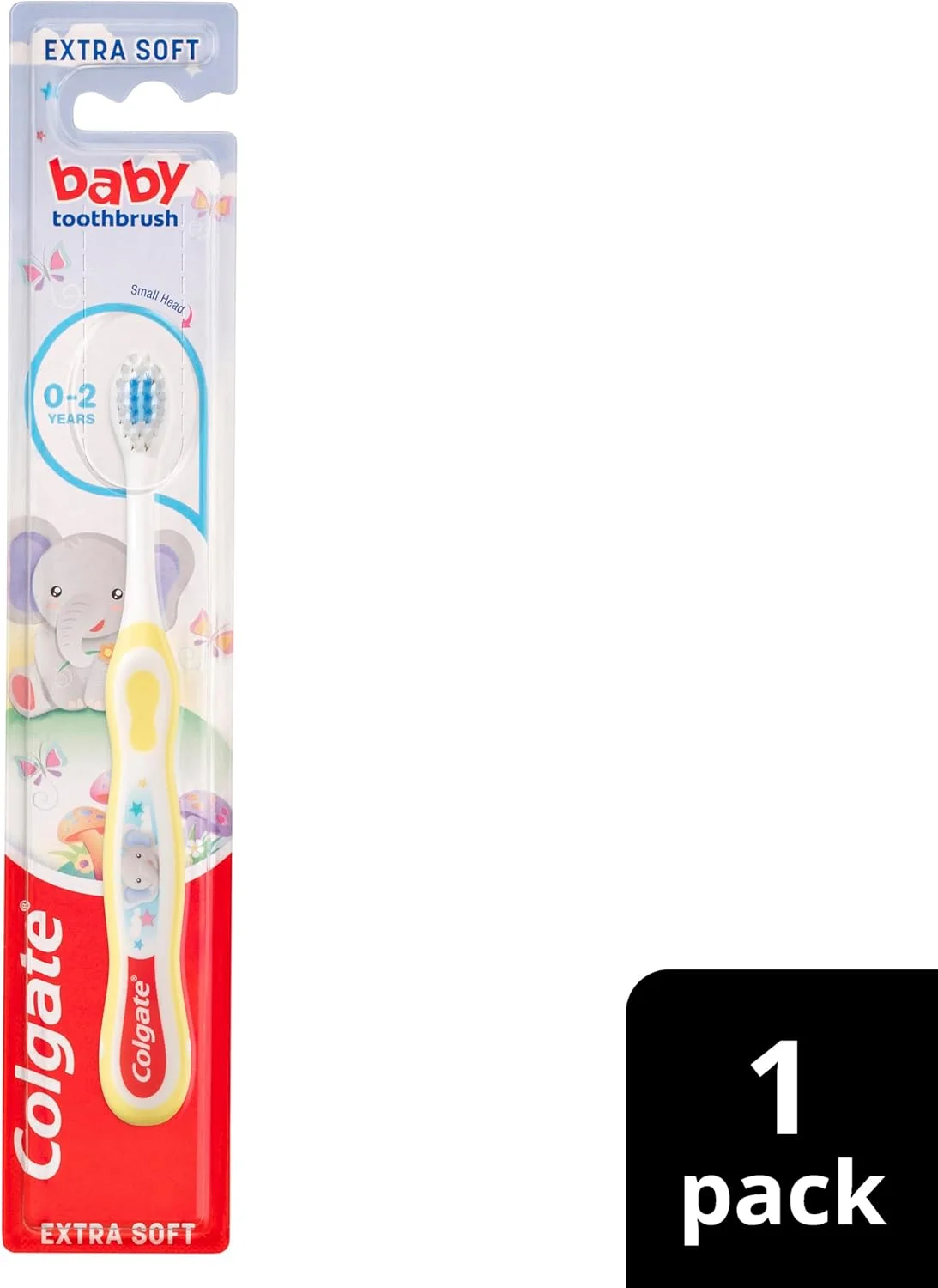 مسواک کودک کلگیت 0-2 سال، مسواک نوزاد، برس های فوق العاده نرم، به آرامی و به طور موثر اولین دندان ها را تمیز می کند، سر برس کوچک، راهنمای خمیر دندان با موهای آبی، دسته ضد لغزش