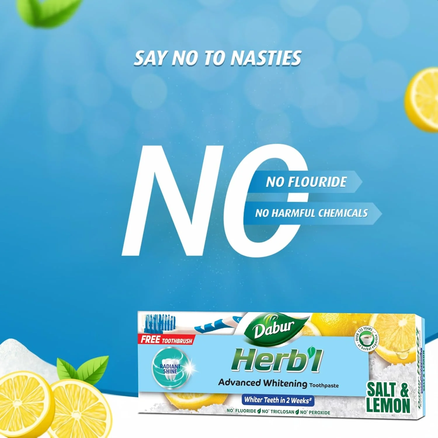 خمیر دندان سفید کننده گیاهی دابور (2 عدد 150 گرمی + مسواک) | غنی شده با نمک و لیمو | برای درخشش و سفیدی فوق العاده دندان ها | بسته اقتصادی خمیر دندان سفید کننده گیاهی دابور (2 عدد 150 گرمی + مسواک) | غنی شده با نمک و لیمو | برای درخشش و سفیدی فوق العاده دندان ها | بسته اقتصادی