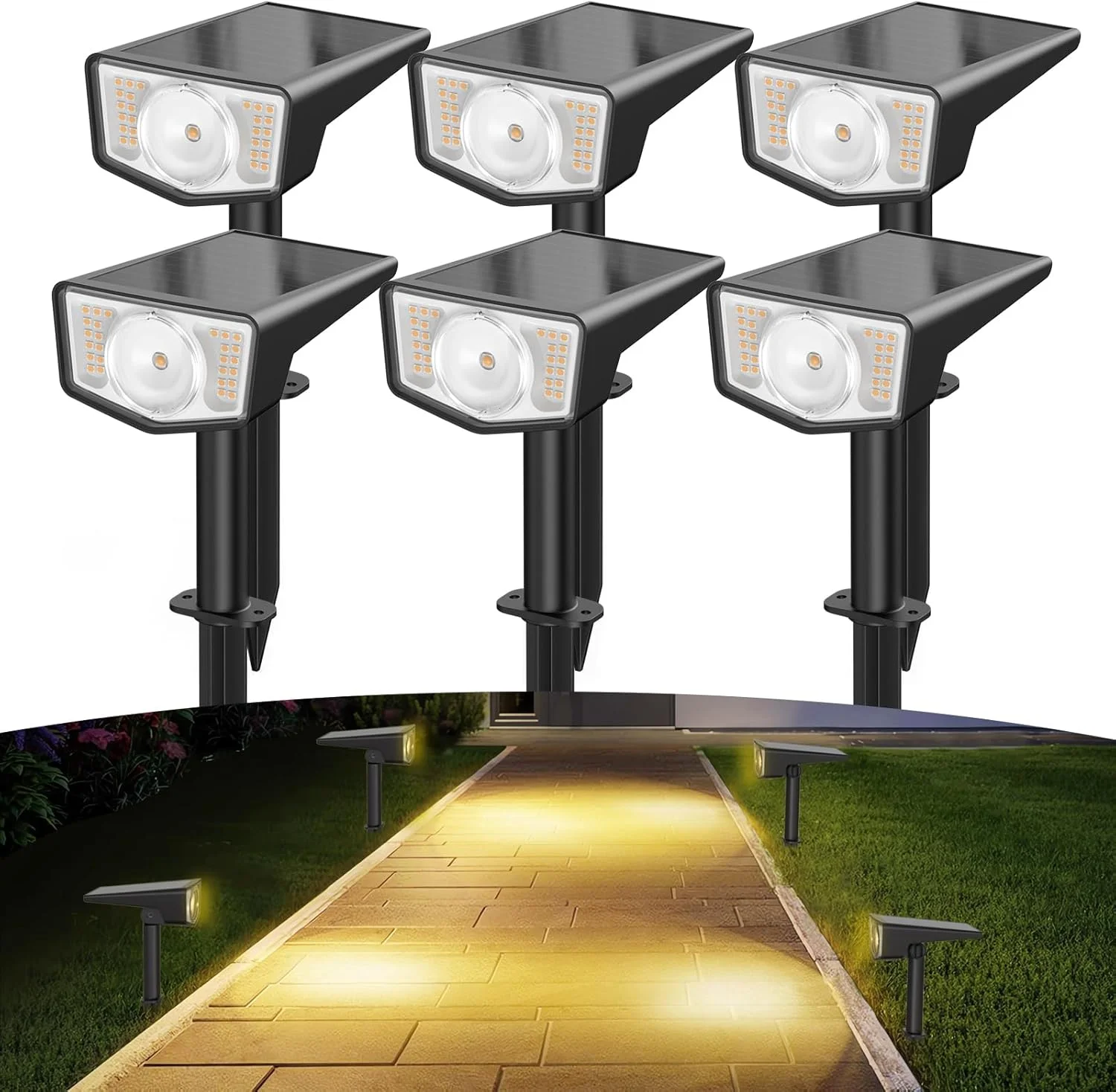 چراغ های نقطه ای خورشیدی فضای باز، چراغ های محوطه سازی خورشیدی فوق العاده روشن با 2 لنز جداشدنی، چراغ های نقطه ای ضد آب خورشیدی برای دیوار حیاط باغ در فضای باز - سفید گرم - بسته 6 عددی چراغ های نقطه ای خورشیدی فضای باز، چراغ های محوطه سازی خورشیدی فوق العاده روشن با 2 لنز جداشدنی، چراغ های نقطه ای ضد آب خورشیدی برای دیوار حیاط باغ در فضای باز - سفید گرم - بسته 6 عددی