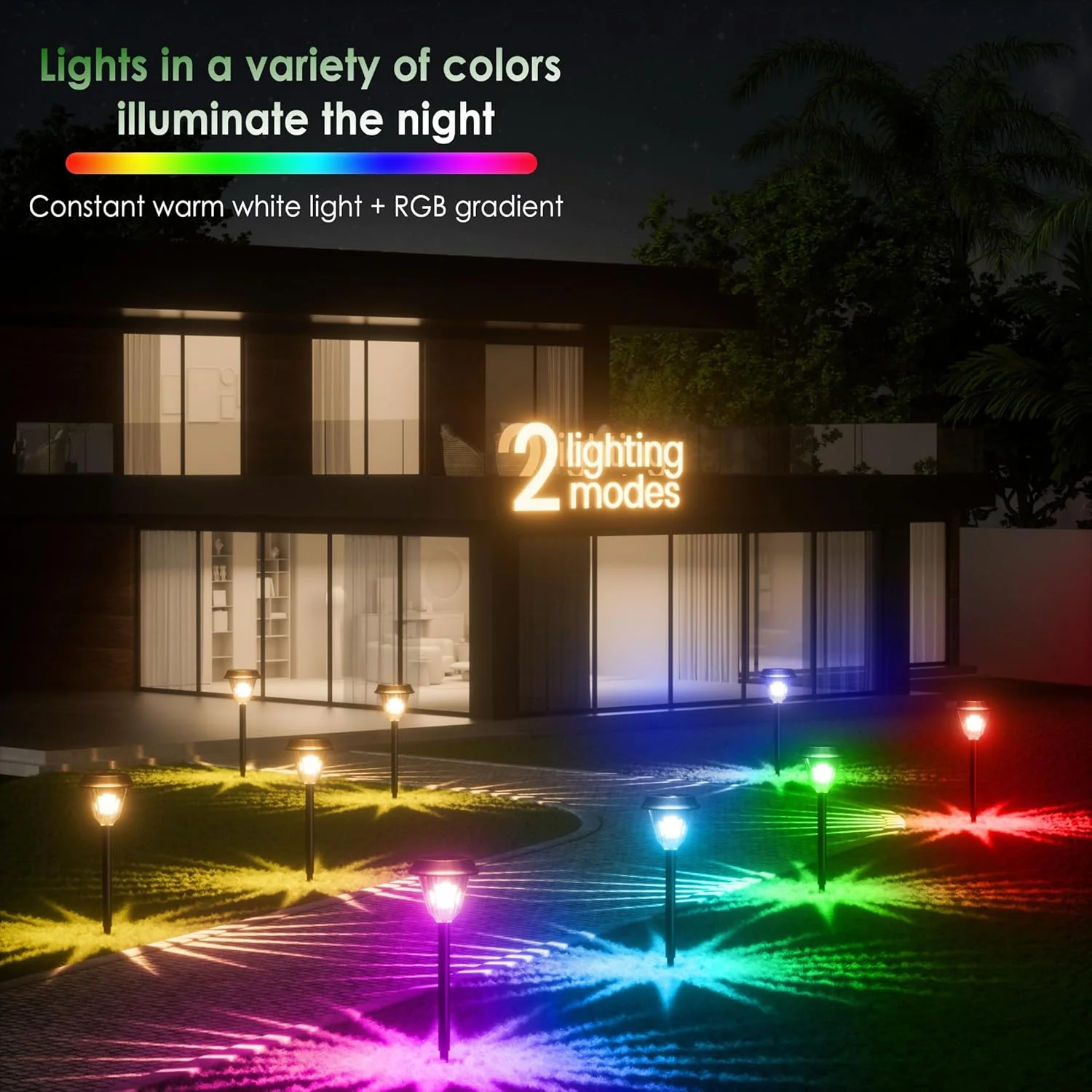 چراغ های خورشیدی فضای باز Quntis، 8 عددی، سفید گرم/RGB، چراغ های باغی خورشیدی ضد آب IP65، لامپ خورشیدی اتوماتیک، چراغ خورشیدی سفید گرم برای باغ، مسیر، پاسیو، پیاده رو، چمن خانه چراغ های خورشیدی فضای باز Quntis، 8 عددی، سفید گرم/RGB، چراغ های باغی خورشیدی ضد آب IP65، لامپ خورشیدی اتوماتیک، چراغ خورشیدی سفید گرم برای باغ، مسیر، پاسیو، پیاده رو، چمن خانه