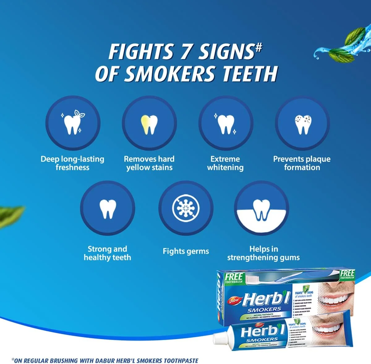 خمیر دندان گیاهی مخصوص افراد سیگاری Dabur (150 گرم + مسواک) | غنی شده با نمک، نعناع و پوست تمشک | لثه های سالم و دندان های قوی | مبارزه با 7 نشانه دندان های افراد سیگاری خمیر دندان گیاهی مخصوص افراد سیگاری Dabur (150 گرم + مسواک) | غنی شده با نمک، نعناع و پوست تمشک | لثه های سالم و دندان های قوی | مبارزه با 7 نشانه دندان های افراد سیگاری