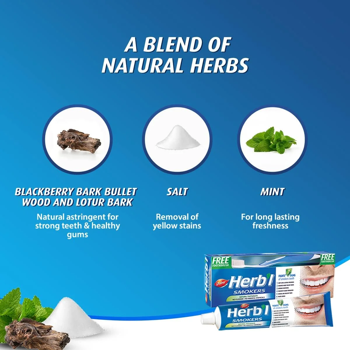 خمیر دندان گیاهی مخصوص افراد سیگاری Dabur (150 گرم + مسواک) | غنی شده با نمک، نعناع و پوست تمشک | لثه های سالم و دندان های قوی | مبارزه با 7 نشانه دندان های افراد سیگاری خمیر دندان گیاهی مخصوص افراد سیگاری Dabur (150 گرم + مسواک) | غنی شده با نمک، نعناع و پوست تمشک | لثه های سالم و دندان های قوی | مبارزه با 7 نشانه دندان های افراد سیگاری