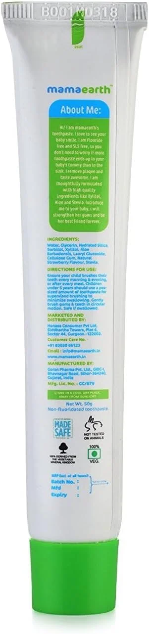 خمیر دندان 100% طبیعی طعم بری انفجاری ماماearth برای کودکان، بدون فلوراید و SLS | ایمن در صورت بلعیده شدن، تقویت کننده دندان و لثه، حاوی آلوئه ورا و استویا | مناسب کودکان 12 ماهه تا 4 ساله | 50 گرم (بسته 2 عددی)