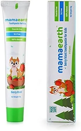 خمیر دندان 100% طبیعی طعم بری انفجاری ماماearth برای کودکان، بدون فلوراید و SLS | ایمن در صورت بلعیده شدن، تقویت کننده دندان و لثه، حاوی آلوئه ورا و استویا | مناسب کودکان 12 ماهه تا 4 ساله | 50 گرم (بسته 2 عددی)