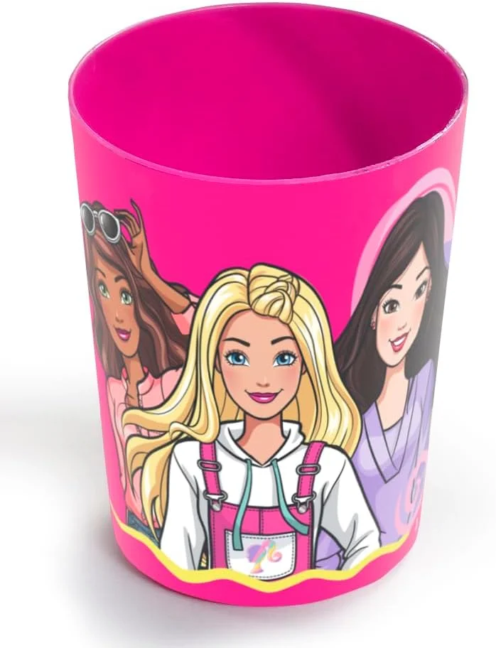 ست مراقبت از دندان کودک متل باربی، شامل 1 خمیر دندان، 1 مسواک و 1 لیوان تزئینی، کیت مراقبت از دندان دستی رنگارنگ