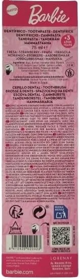 ست مراقبت از دندان کودک متل باربی، شامل 1 خمیر دندان، 1 مسواک و 1 لیوان تزئینی، کیت مراقبت از دندان دستی رنگارنگ