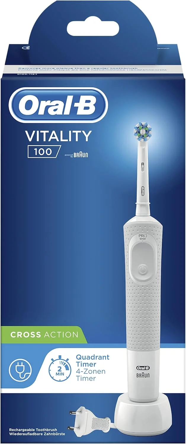 مسواک برقی شارژی Oral-B Vitality 100، سفید (با دوشاخه سه پین اماراتی) مسواک برقی شارژی Oral-B Vitality 100، سفید (با دوشاخه سه پین اماراتی)