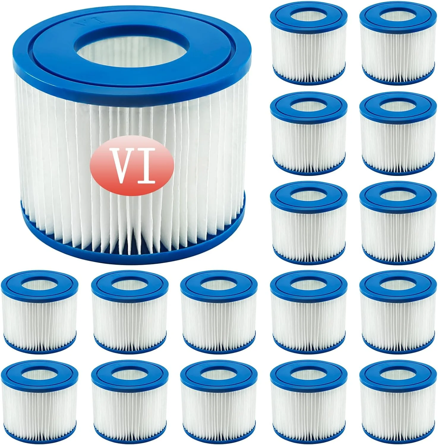 کارتریج فیلتر VI Denkmsd برای فیلتر استخر Bestway، کارتریج فیلتر VI برای Miami، Vegas، Monaco، فیلتر جایگزین برای Bestway Spa 58323 (بسته 16 عددی)